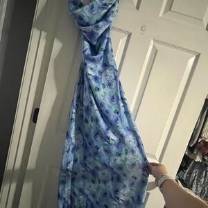 Floral Blue and Green Slip Dress